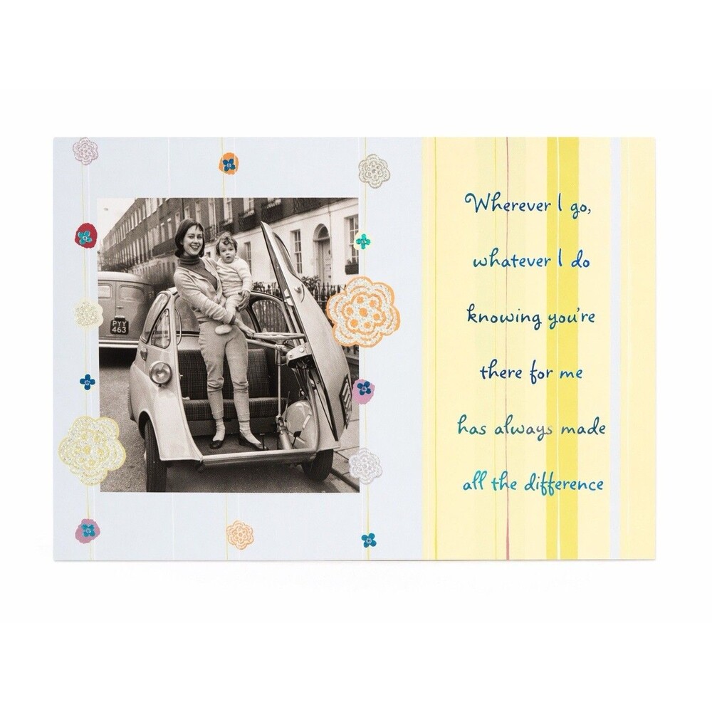 Papyrus Mother’s Day Card Mom Vintage Photo Floral Glitter Accent